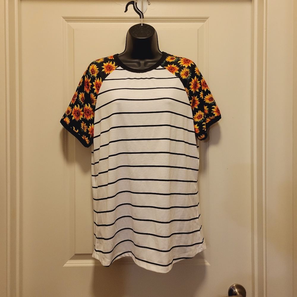 Sunflower & Black White Striped Boutique Blouse